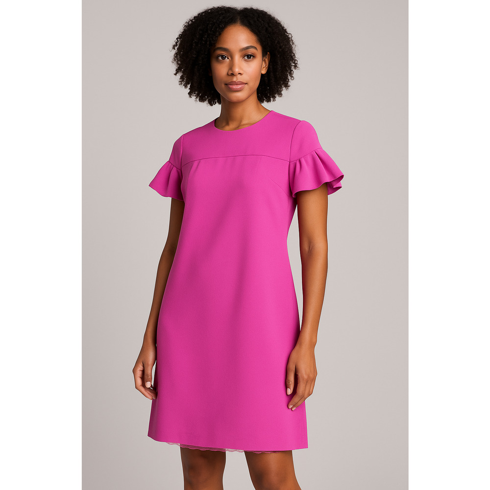Trina Turk Jacinta Petal Sleeve Shift Dress Womens 4? Pink Cocktail Preppy Party